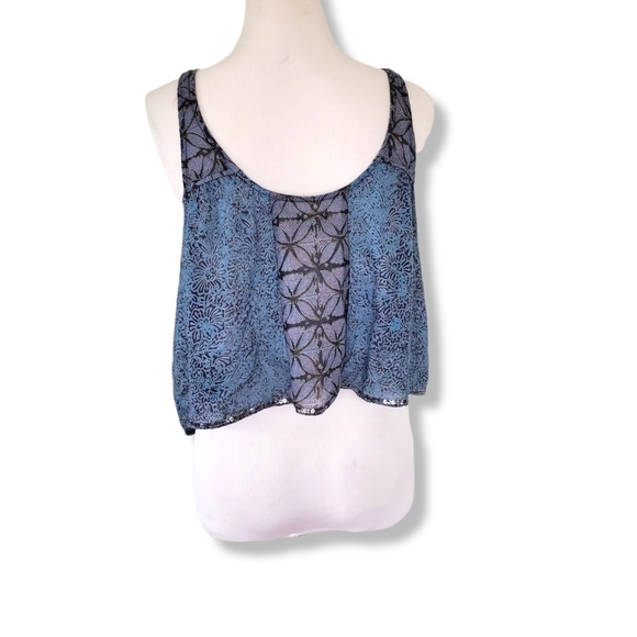 Ecote Sequined and Blue Floral Urban Outfitters Crop Tank Top - Picture 3 of 8